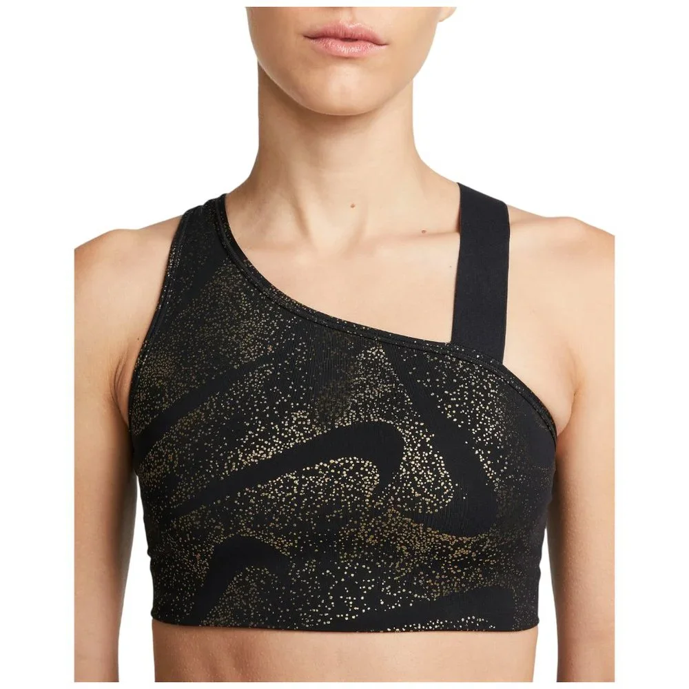 Small - NIKE Sports Bra - Non-Padded Medium-Support Stardust Black NEW - Picture 2 of 7